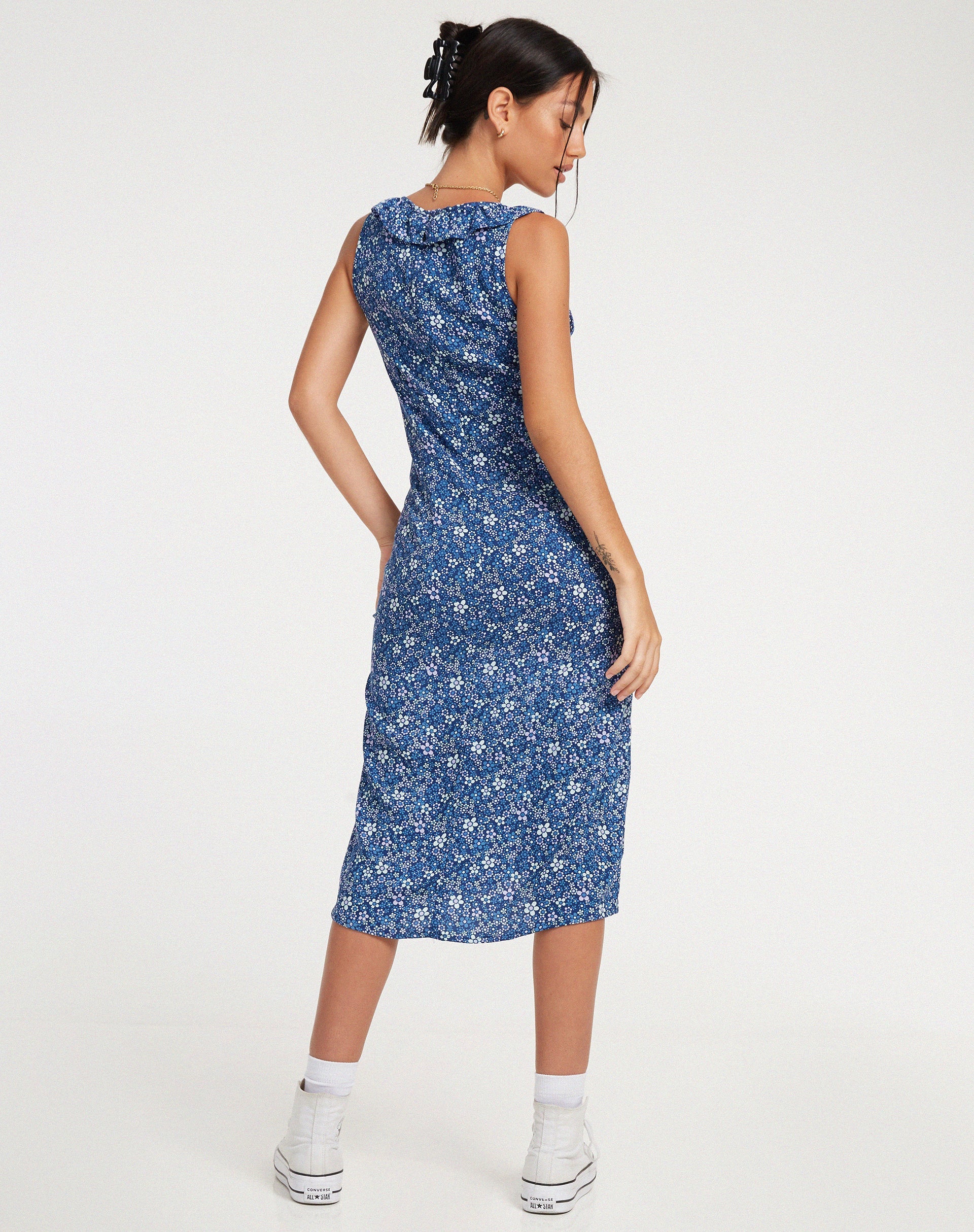 Bild von Elleta Midikleid in Retro Floral Blau