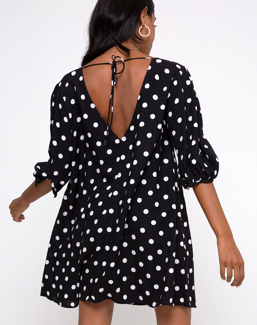 Elna Babydoll Kleid in 80's Polka Schwarz