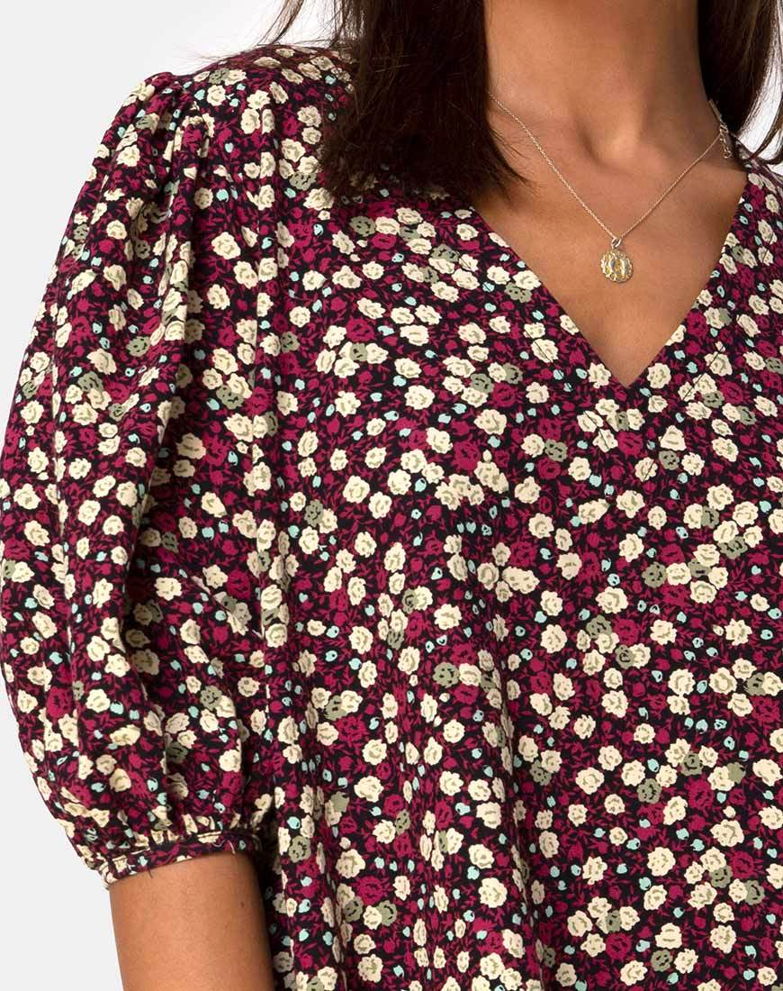 Bild von Elna Babydoll Kleid in Floral Field Pflaume