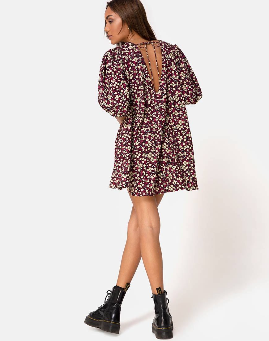 Bild von Elna Babydoll Kleid in Floral Field Pflaume