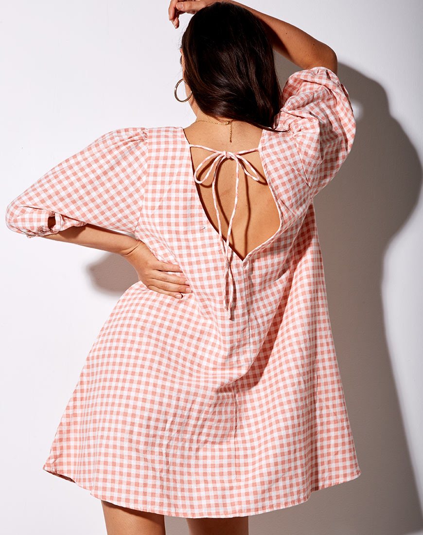 Elna Babydoll-Kleid in rosa Karo