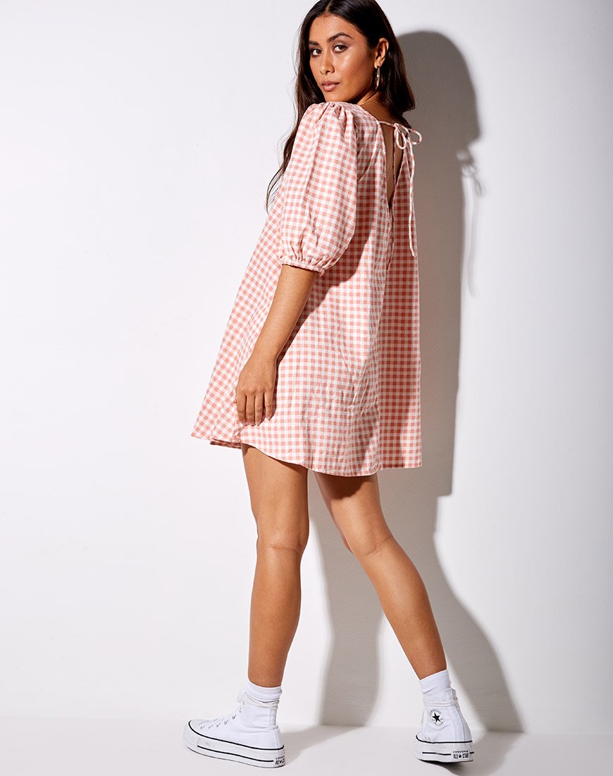 Image of Elna Babydoll Kleid in Rosa Karo
