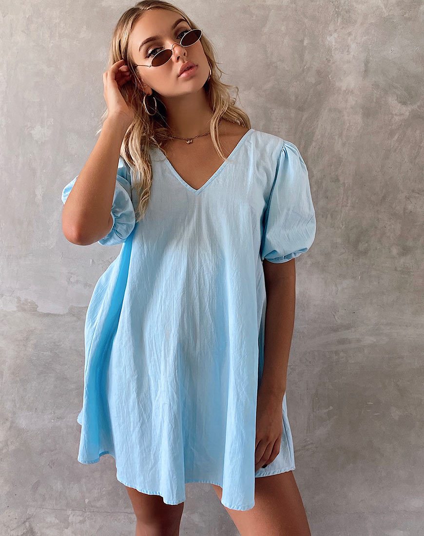 Elna Babydoll-Kleid in Himmelblau