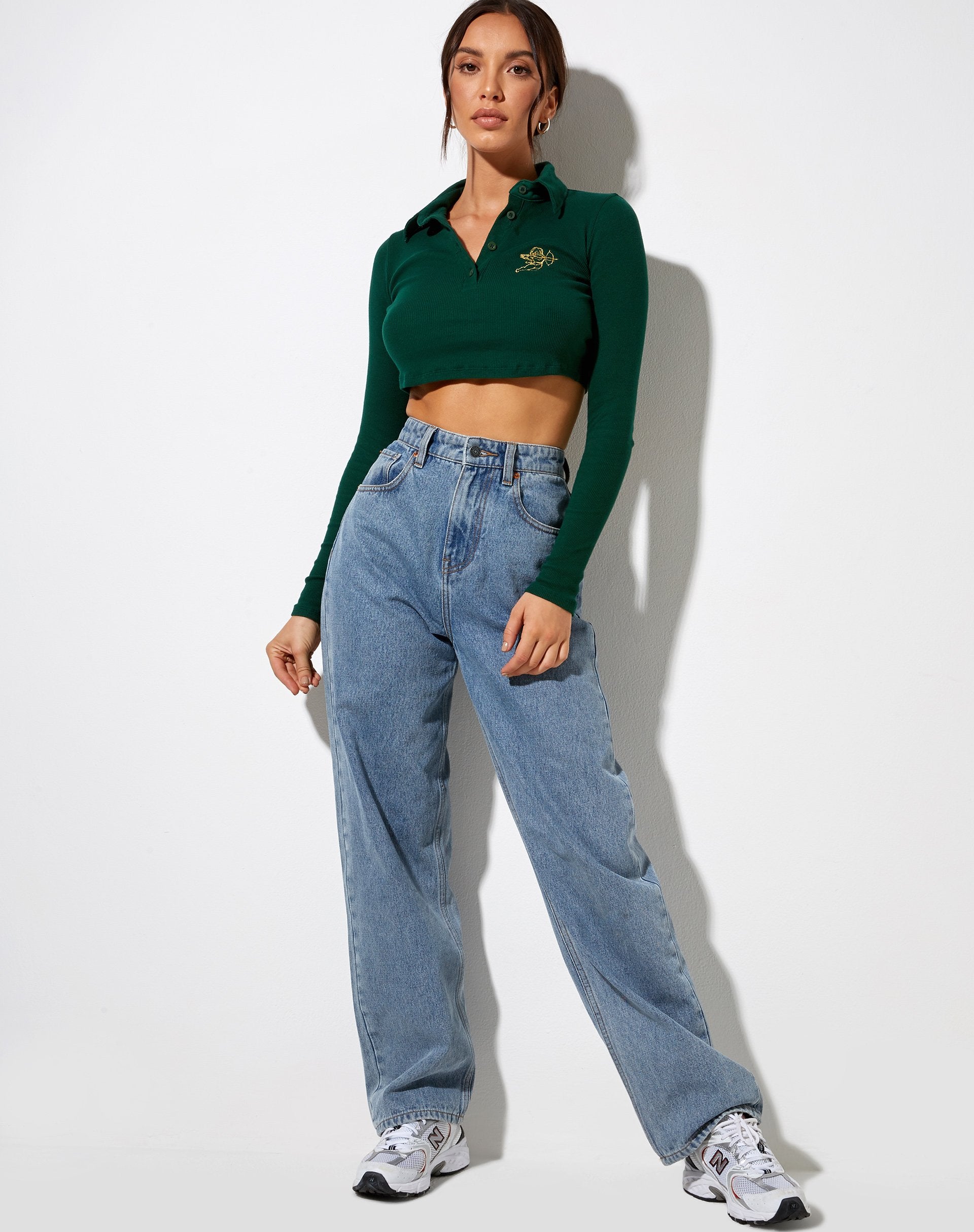 Bild von Elody Crop Top in Flaschengrün Amor Gold Embro