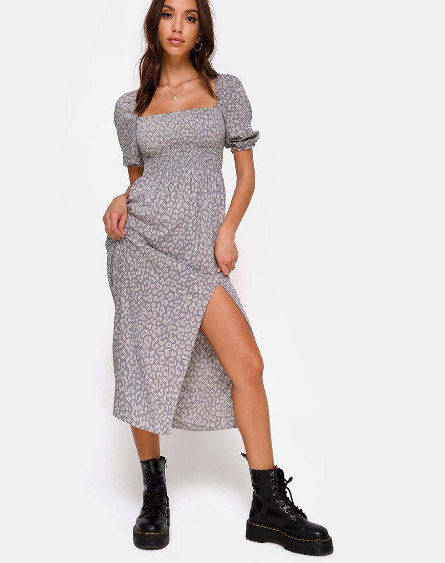 Image of Eloya Midikleid in Leopard Daze Grau
