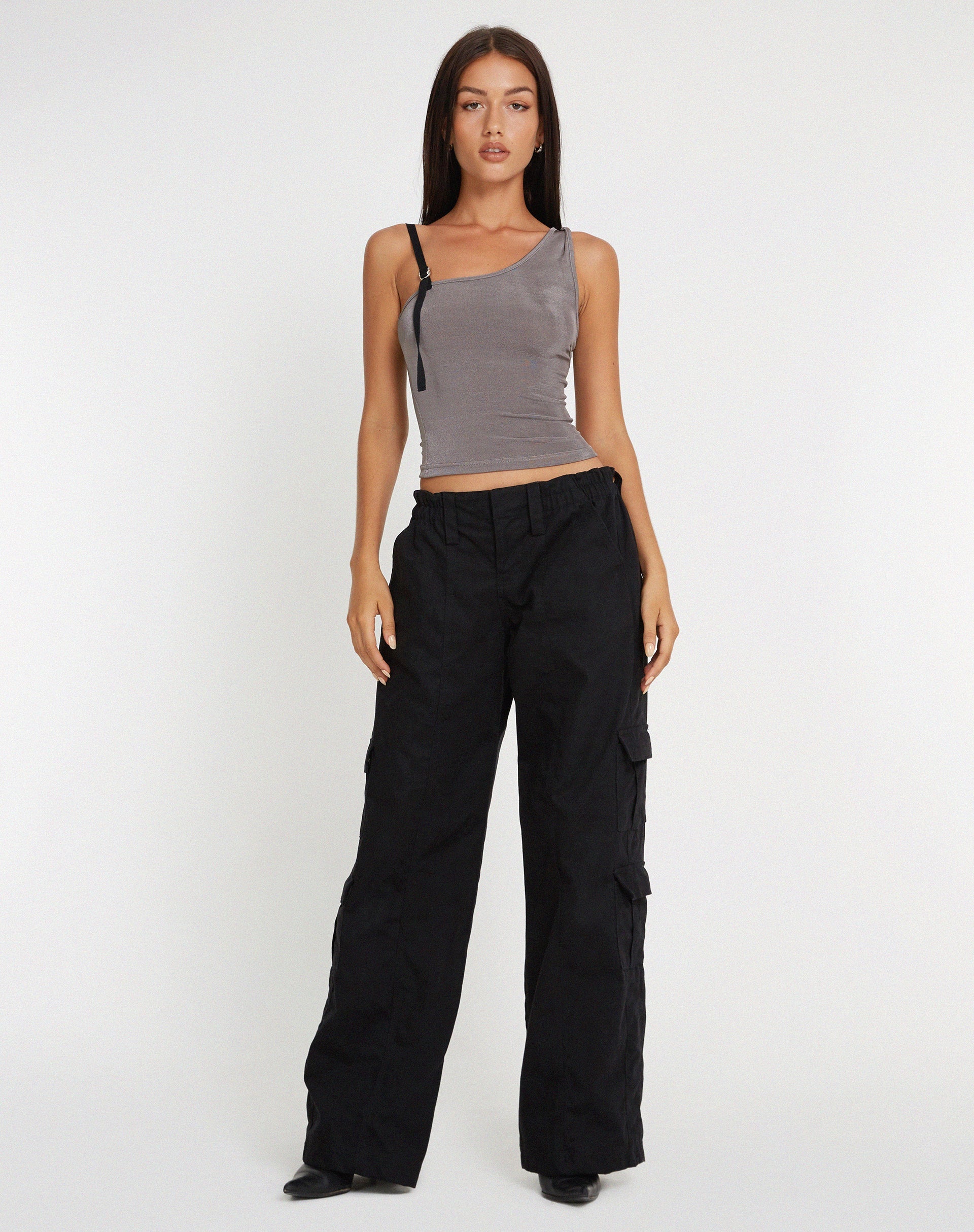 Bild von Eltica One Shoulder Crop Top in Grau