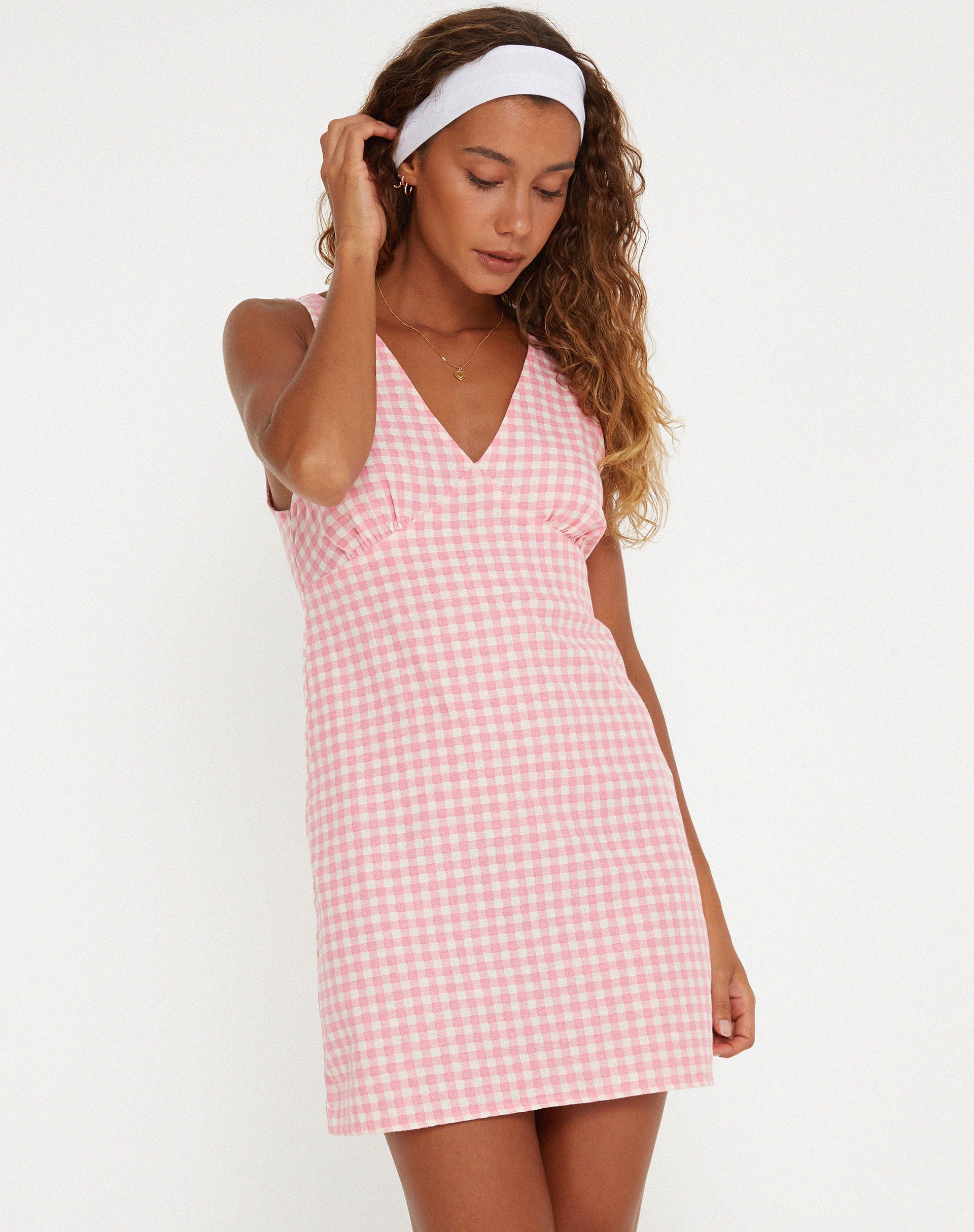 Bild von Eluned Mini Dress in Gingham Pink