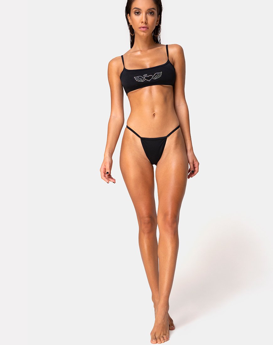 Image of Valter Bikini-Unterteil in Mattschwarz mit Diamanten