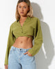 Bild von Elyse Crop Top aus Leinen Rami Green