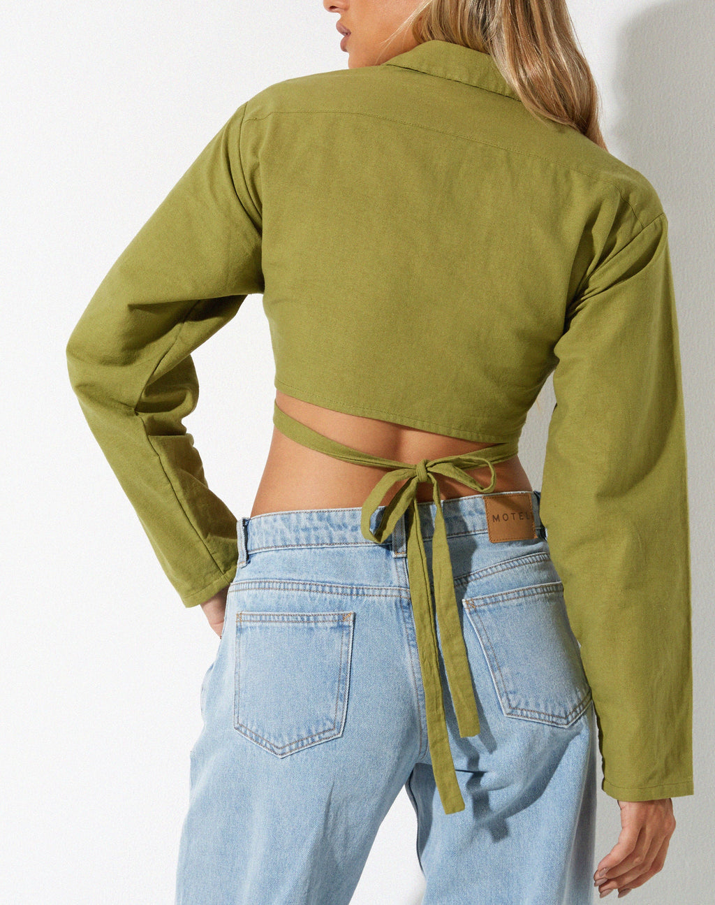 Elyse Crop Top aus Leinen Rami Grün