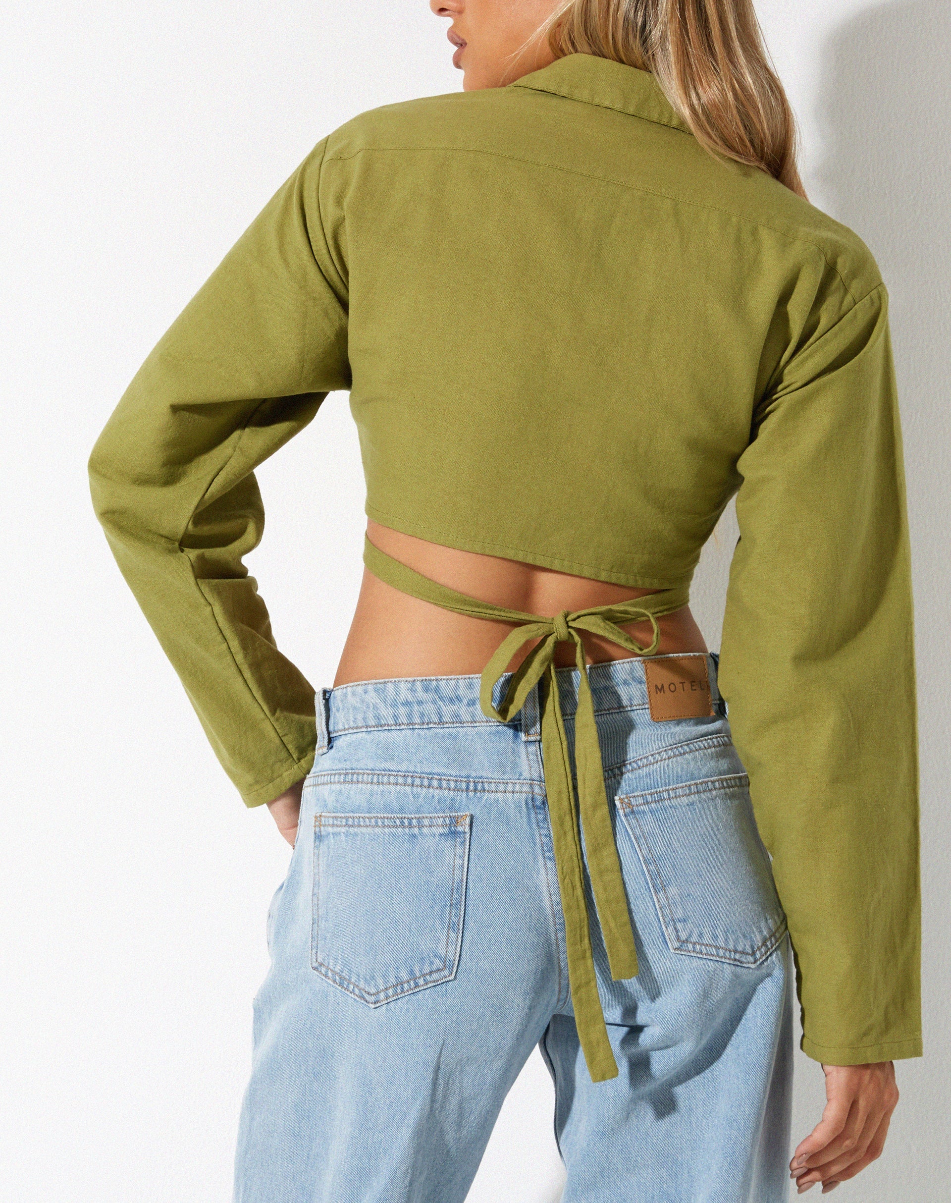 Bild von Elyse Crop Top aus Leinen Rami Green