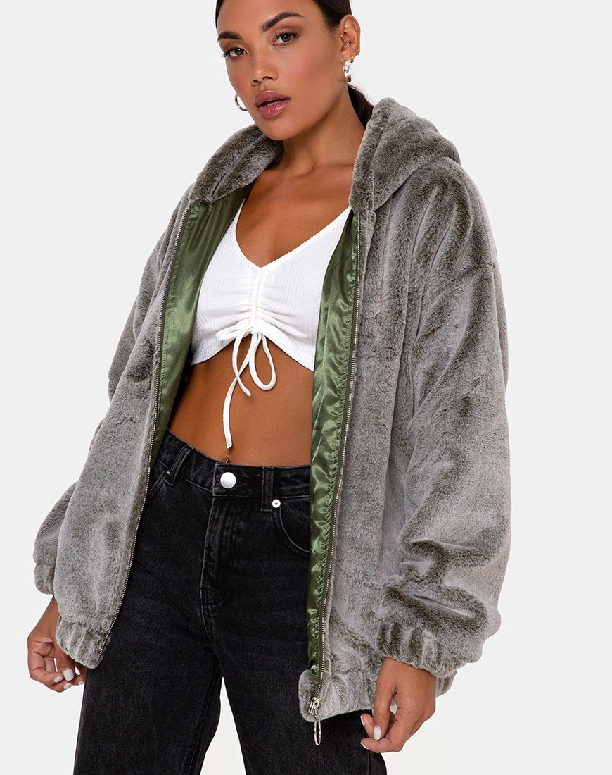 Emerson Jacke aus Kunstpelz Grau
