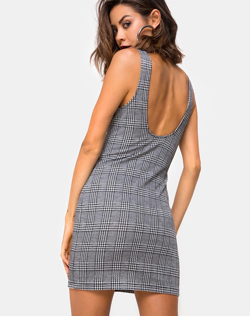 Image of Ena Bodycon Kleid aus Haken und Ösen Charles Check
