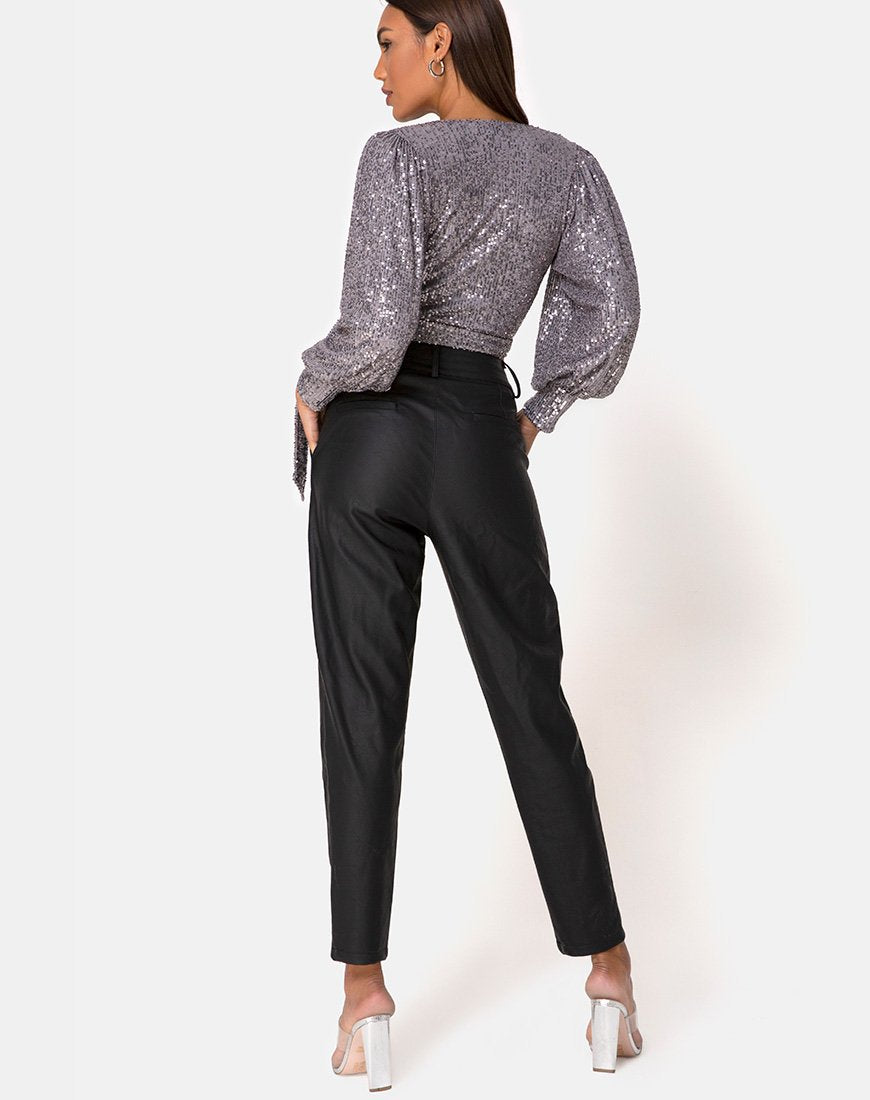 Image of Erina Langarm-Top aus Drapennetz Silber