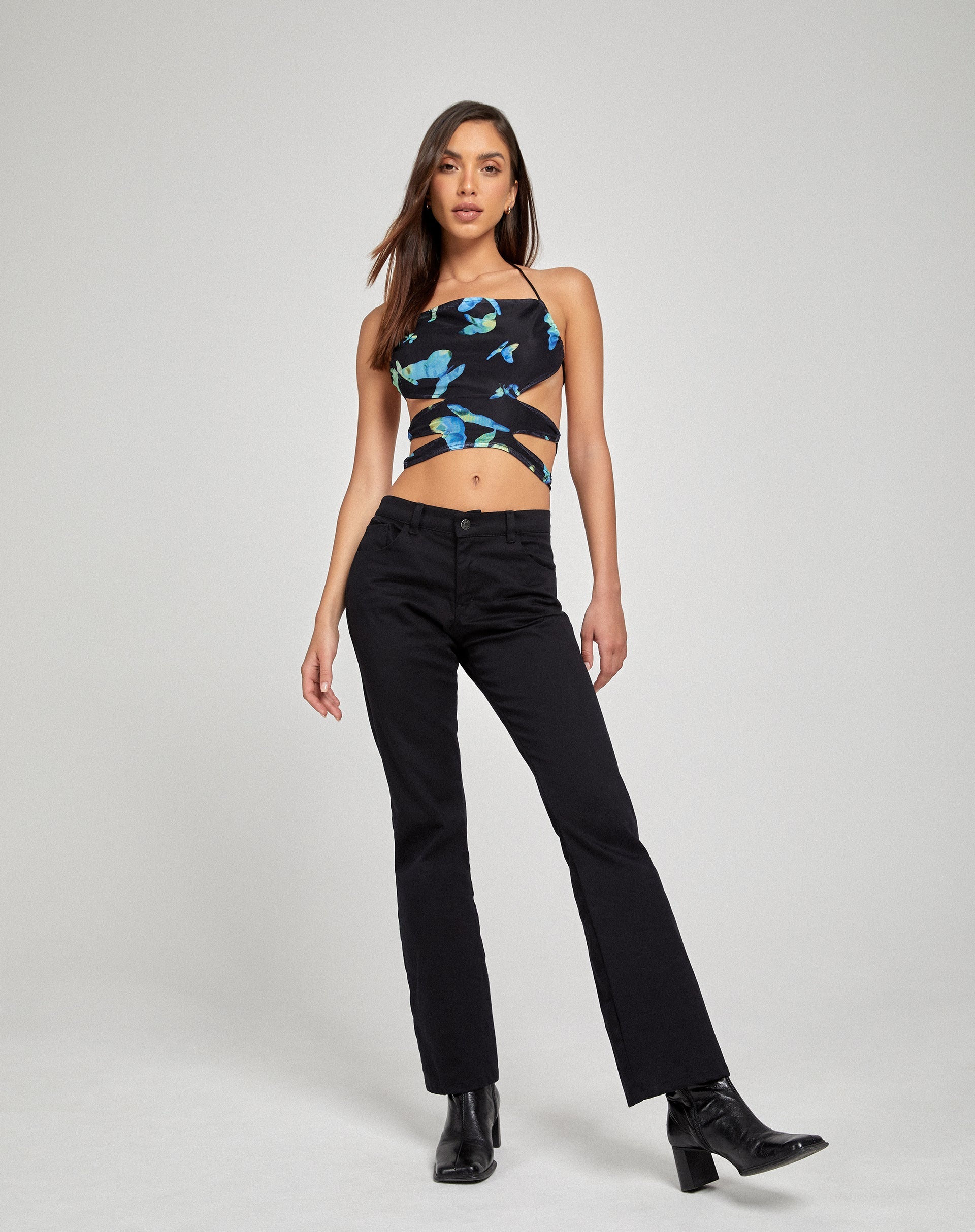 Bild von Ersa Cutout Top in Schmetterling Aquarell Schwarz