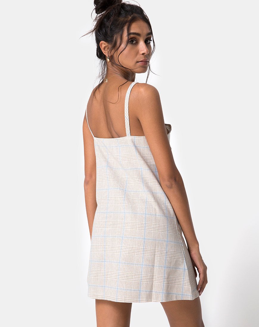 Image of Esana Slip-Kleid in Tonal Plaid Almond