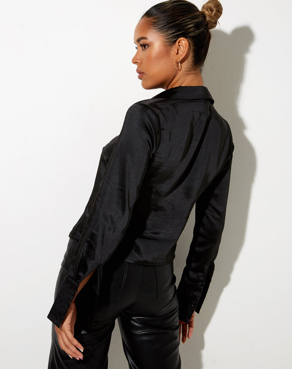 Estesa Hemd aus Satin Schwarz