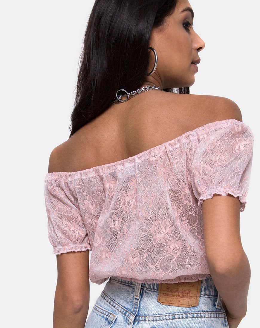 Eva Crop Top aus rosa Spitze