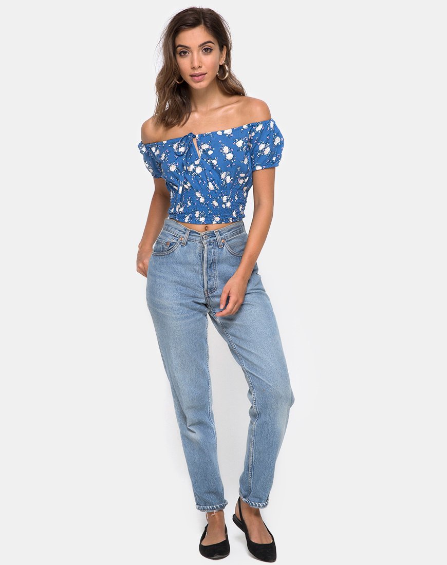 Bild von Evane Crop Top in Soheila Floral Blau
