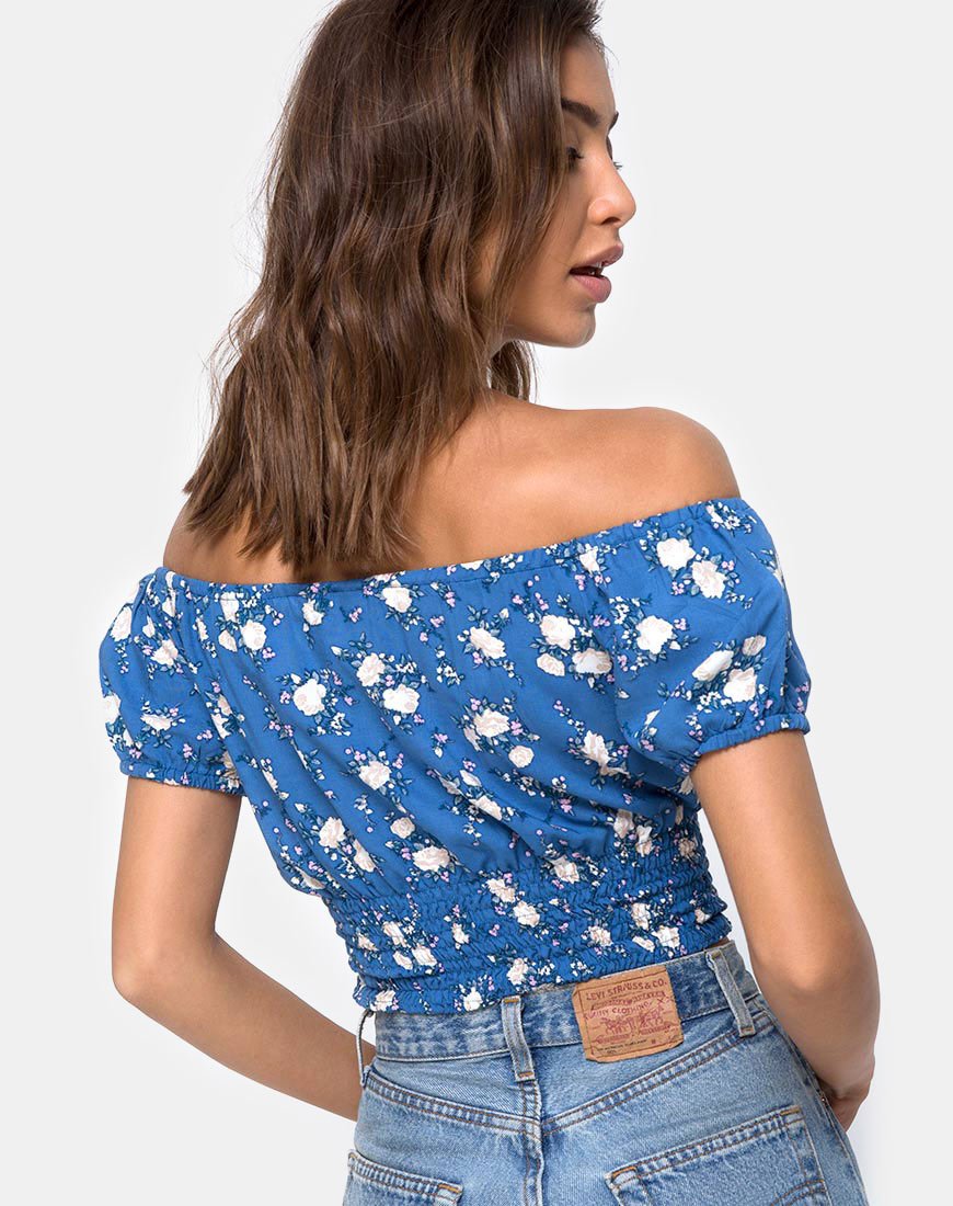 Bild von Evane Crop Top in Soheila Floral Blau