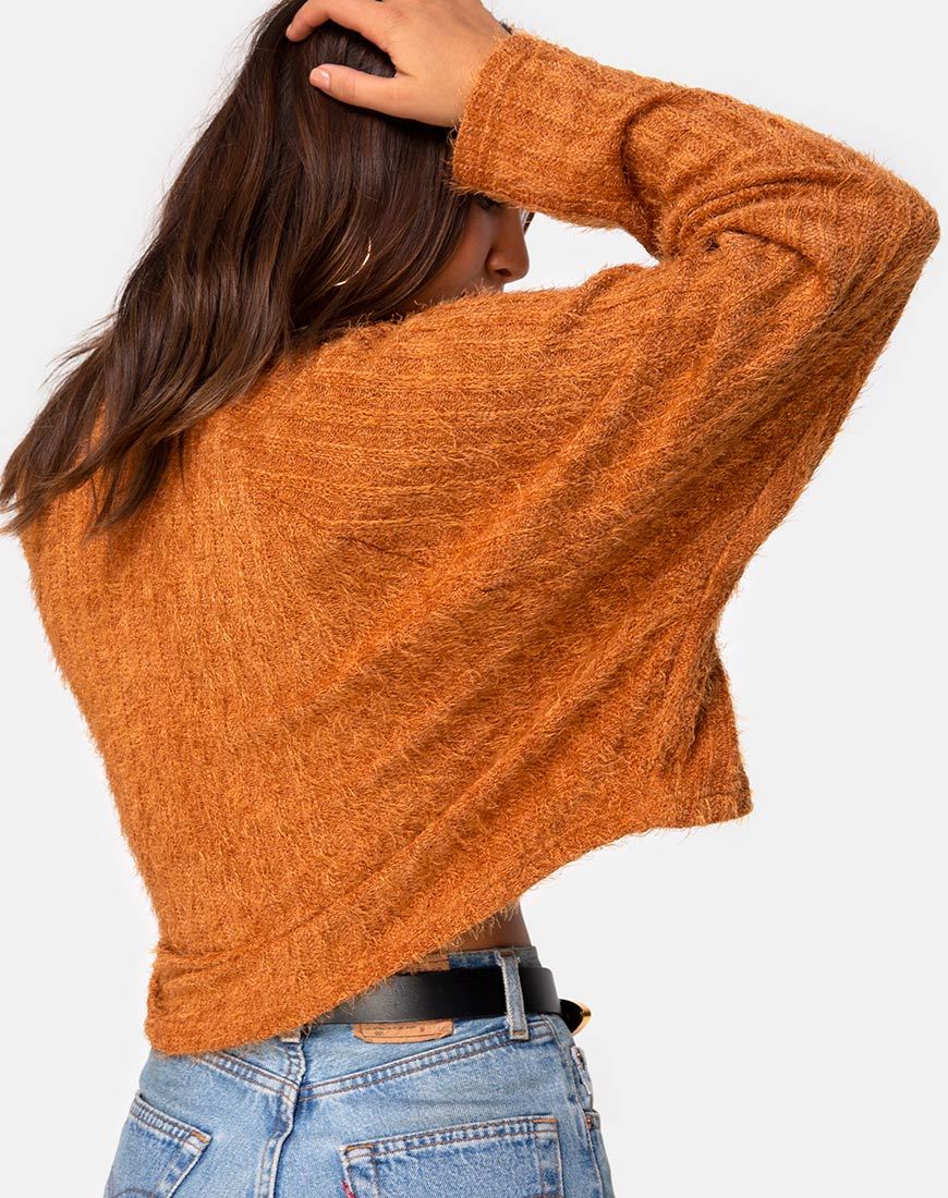 Evie Cropped Sweatshirt aus rostfarbenem Strick