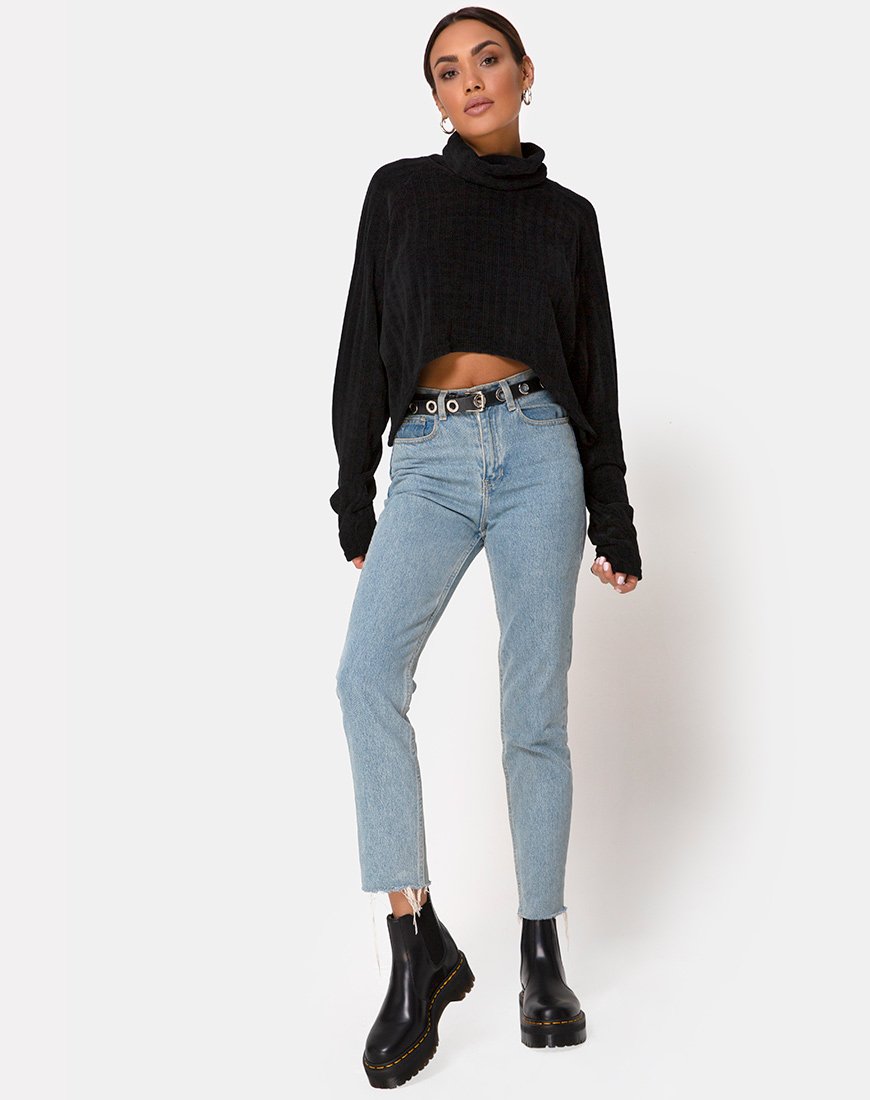 Image of Evie Sweatshirt aus Chenille Schwarz