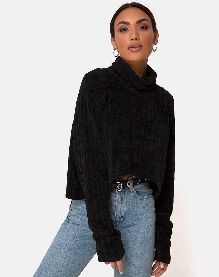 Evie Sweatshirt aus Chenille Schwarz
