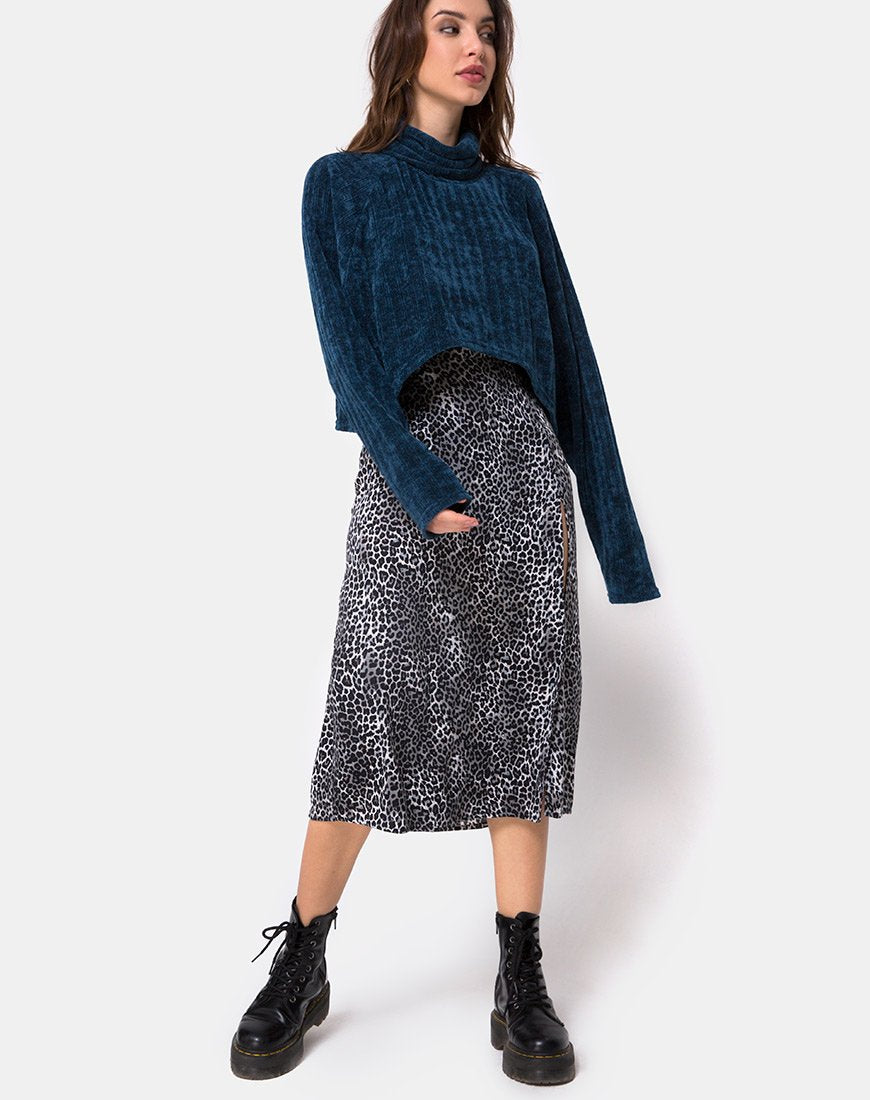 Image of Evie Sweatshirt mit Kragen aus Chenille Blau
