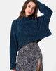 Image of Evie Sweatshirt mit Kragen aus Chenille Blau
