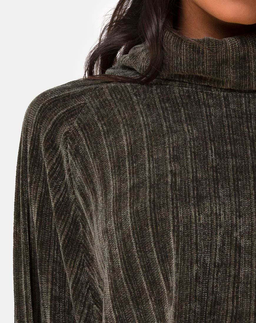 Bild von Evie Cropped Pullover aus Khaki Chenille