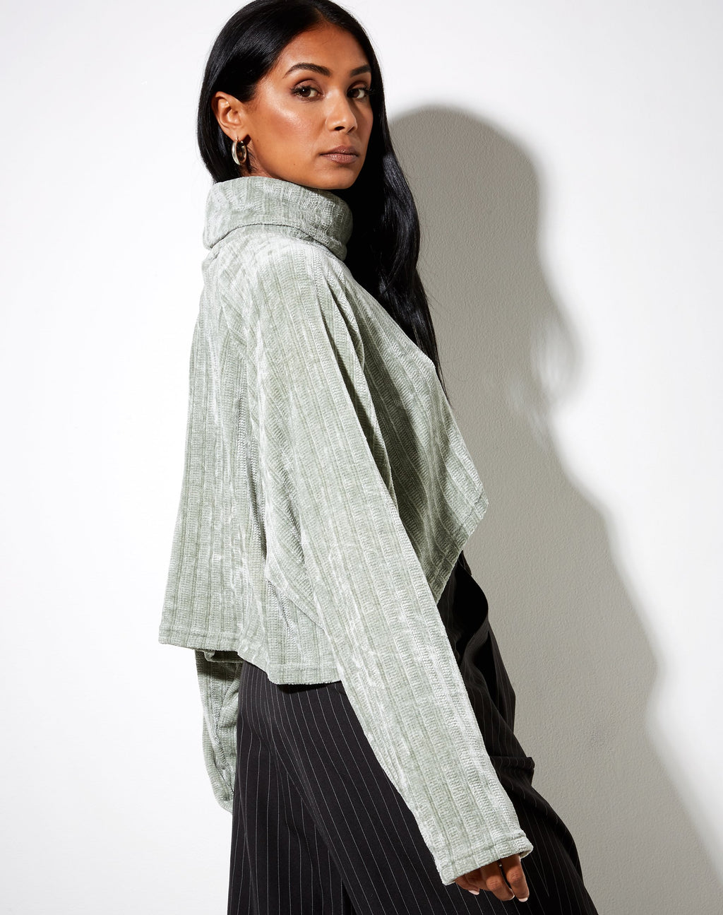 Evie Cropped Pullover aus Chenille Sage