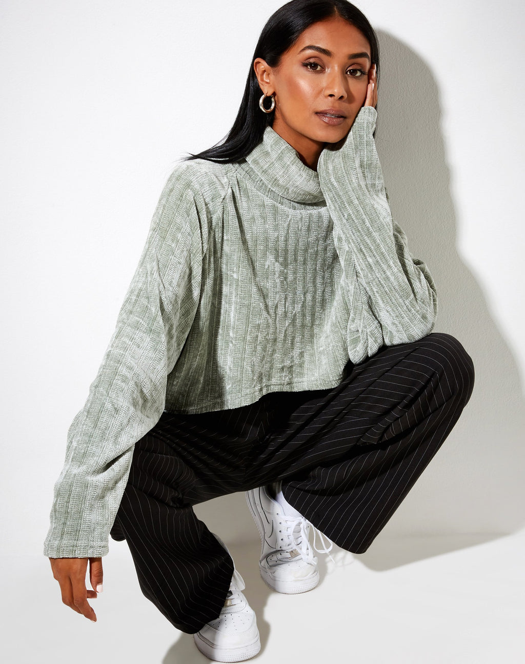 Evie Cropped Pullover aus Chenille Sage