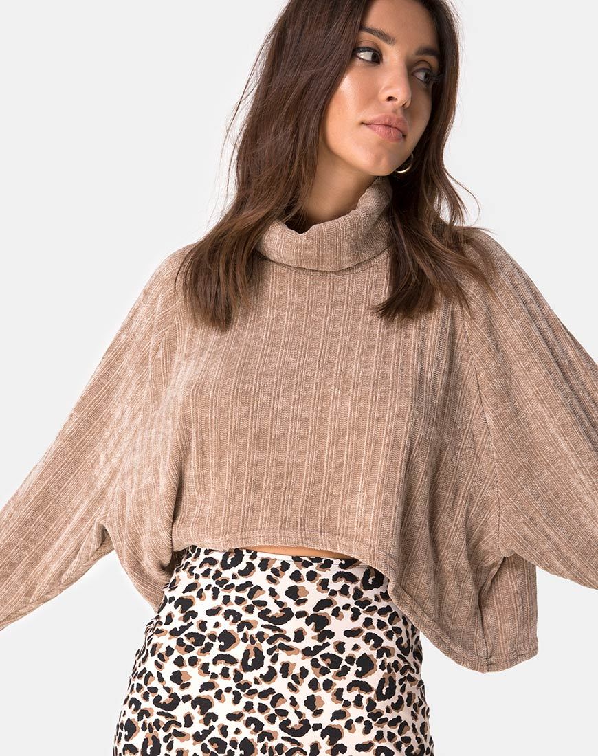 Image of Evie Sweatshirt aus Chenille in Tan