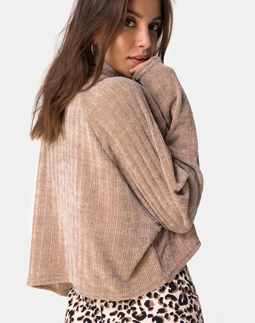 Image of Evie Sweatshirt aus Chenille in Tan