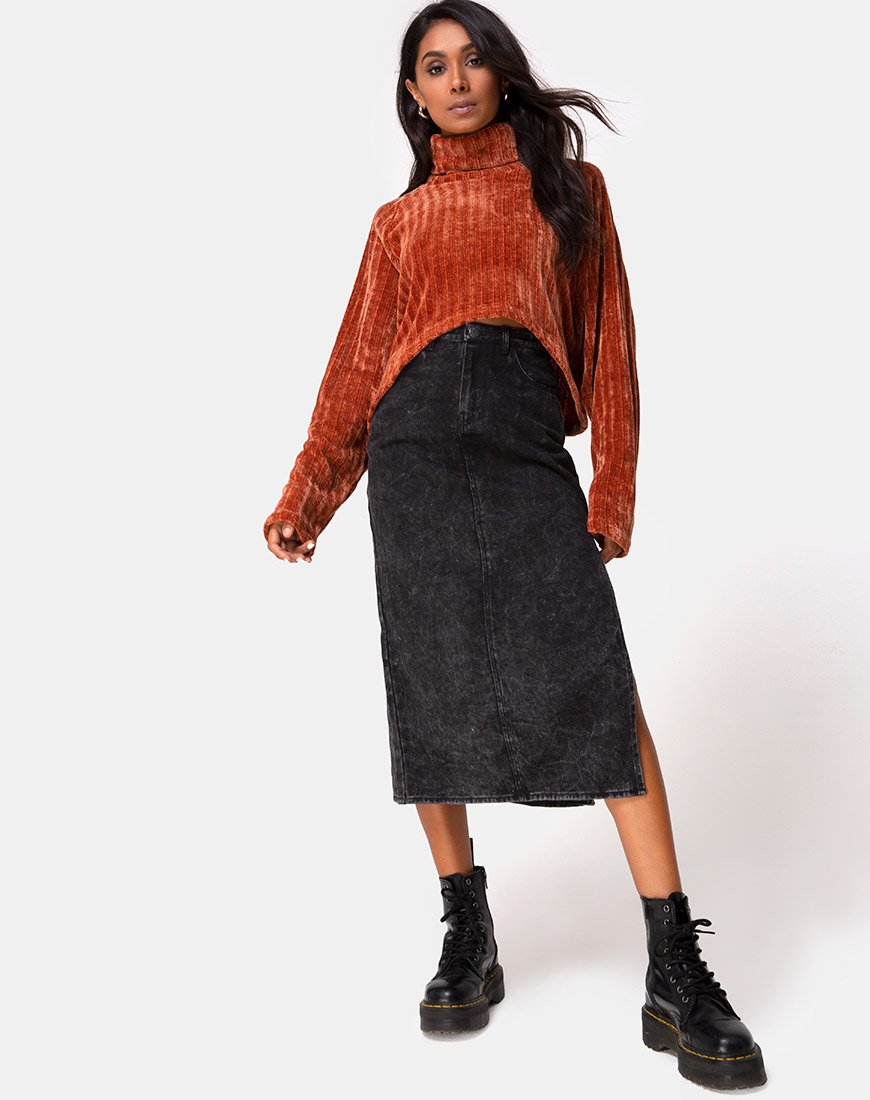 Bild von Evie Cropped Sweater aus rostfarbener Chenille