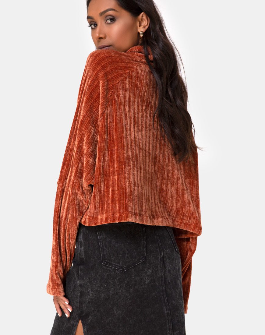 Bild von Evie Cropped Sweater aus rostfarbener Chenille