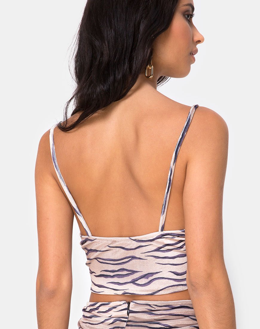 Dyrilla Cropped Bralet aus Samt Golden Tiger