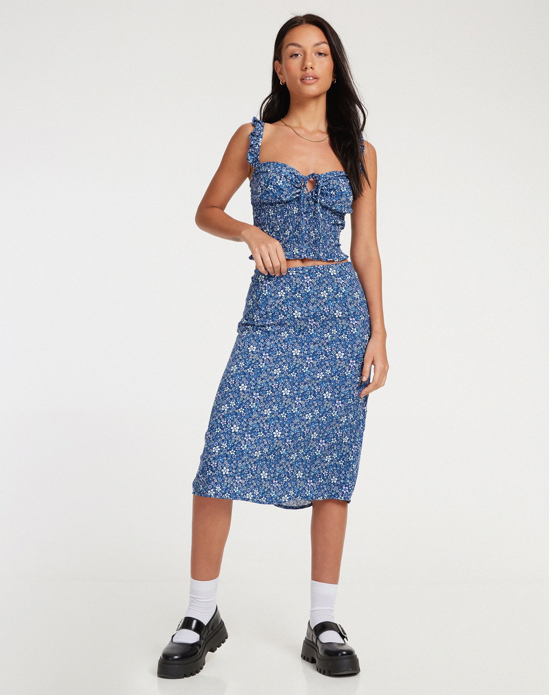 Bild von Ezra Top in Retro Floral Blau