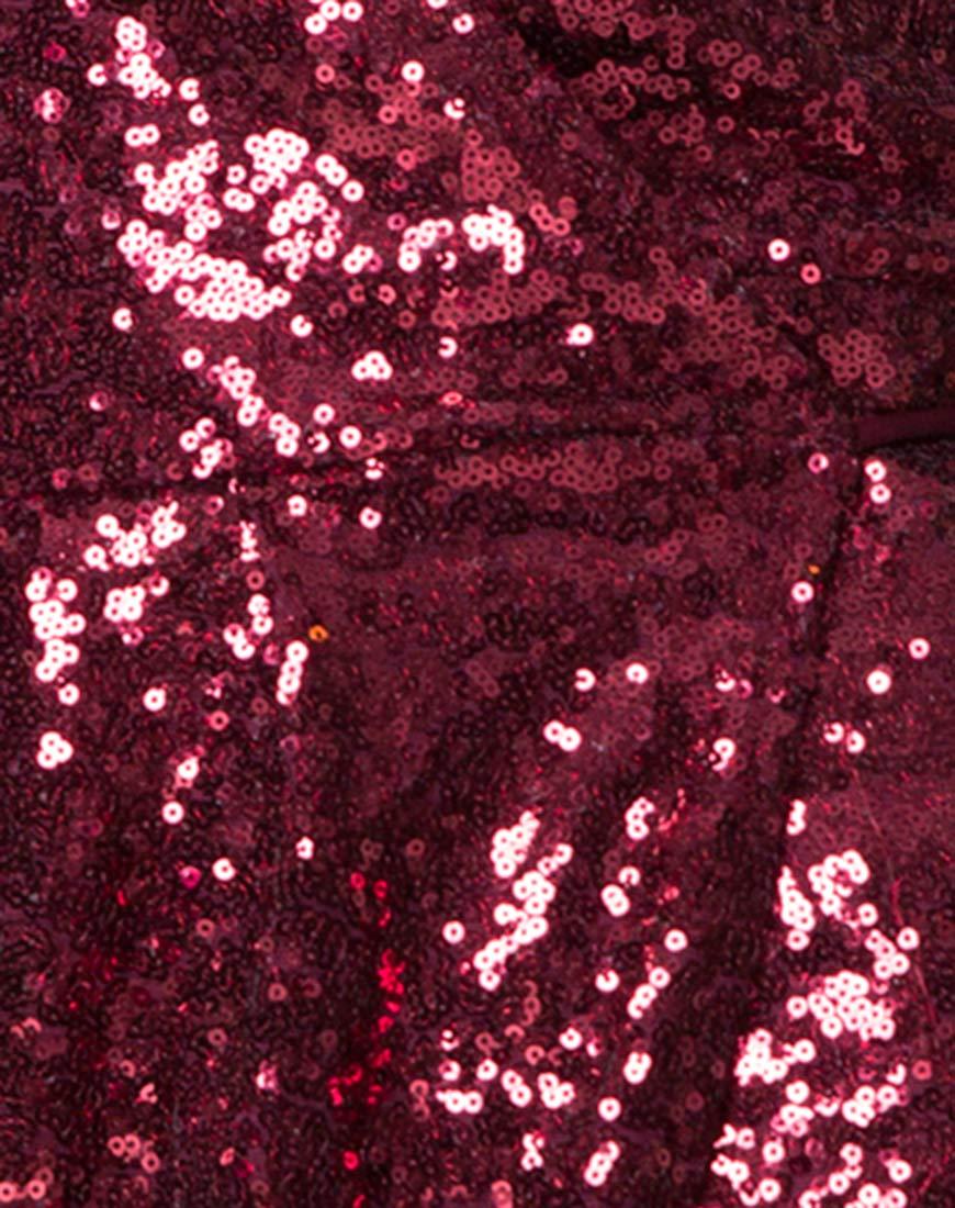 Image of Fabia Wickelkleid aus Mini-Pailletten Burgundy