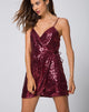 Image of Fabia Wickelkleid aus Mini-Pailletten Burgundy