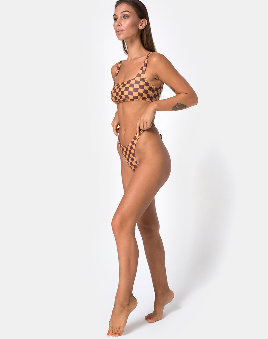 Farida Bikini-Unterteil in Mokka-Karo
