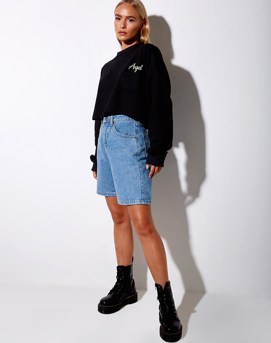 Bild von Fawly Crop Top in Schwarz Angel Embro in Neon Grün