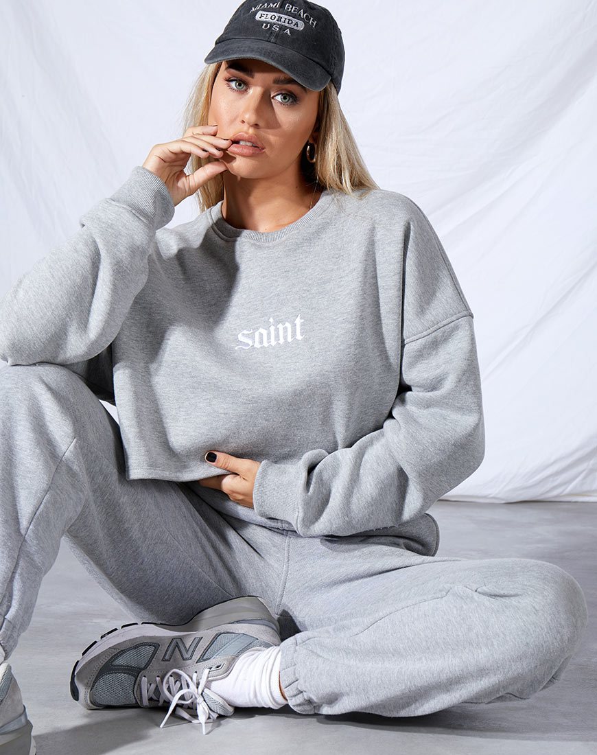 Fawly Crop Top aus grauem Mergel 'Saint' Embro