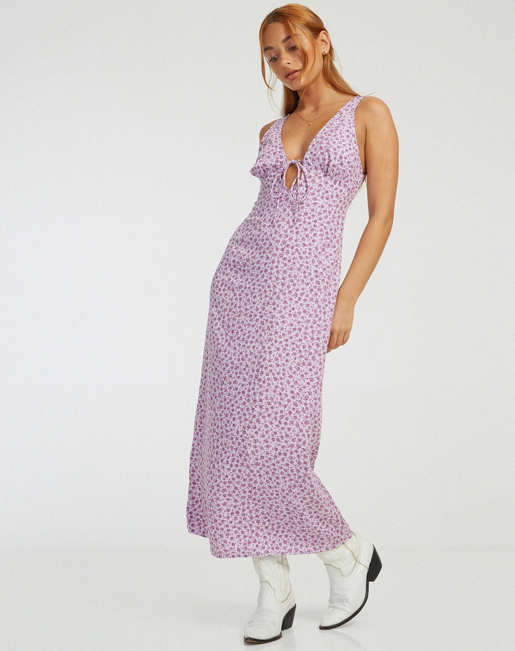 Fiaso Midikleid in Ditsy Rose Flieder