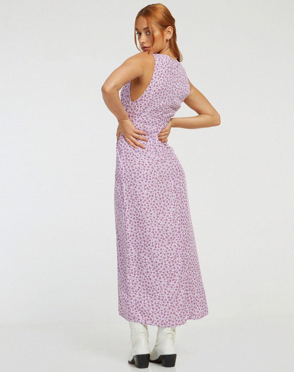 Fiaso Midikleid in Ditsy Rose Flieder