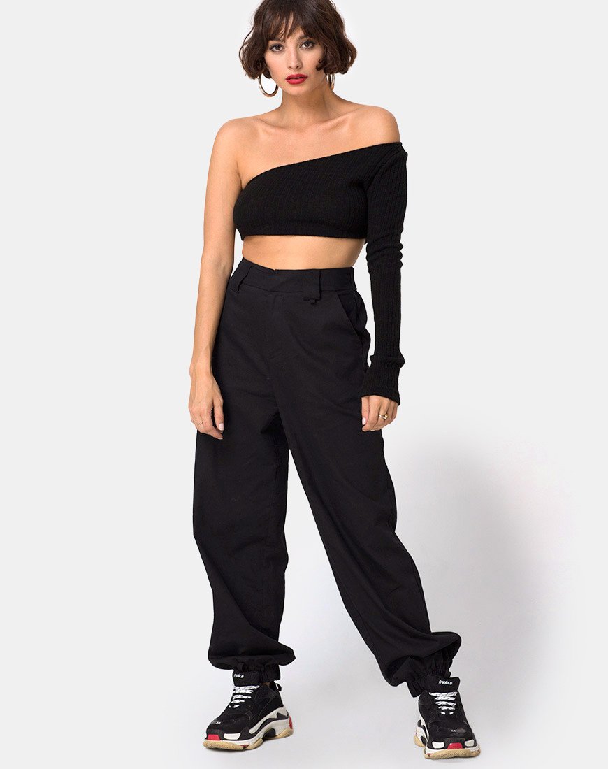 Image of Fiax Top in Rippe Schwarz