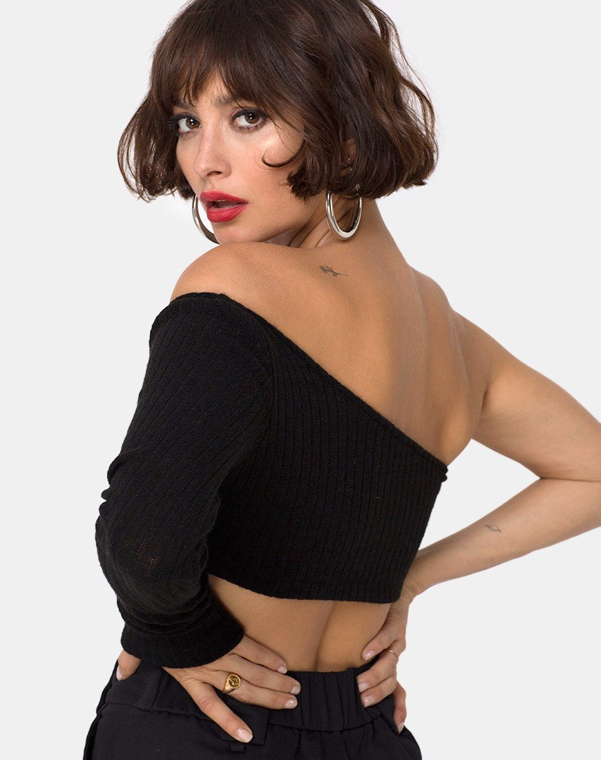 Fiax Top in Rippe Schwarz