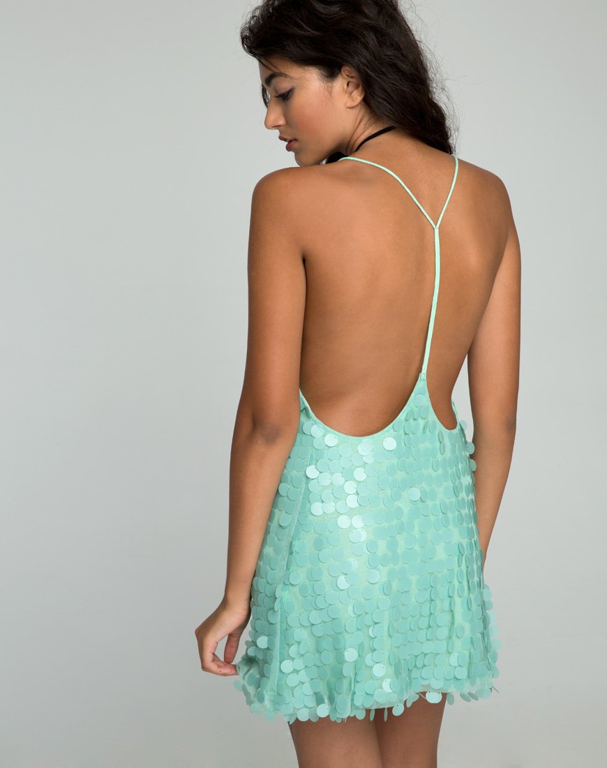 Finn Kleid in Disc Pailletten Mint