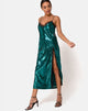 Bild von Fitilia Kleid in Teal Mini Pailletten mit schwarzer Spitze