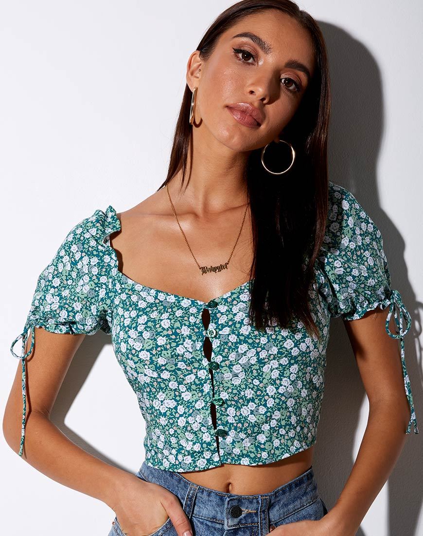 Image of Flaba Top in Floral Field Grün